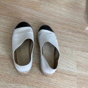Chanel White Espadrilles with Black Toe